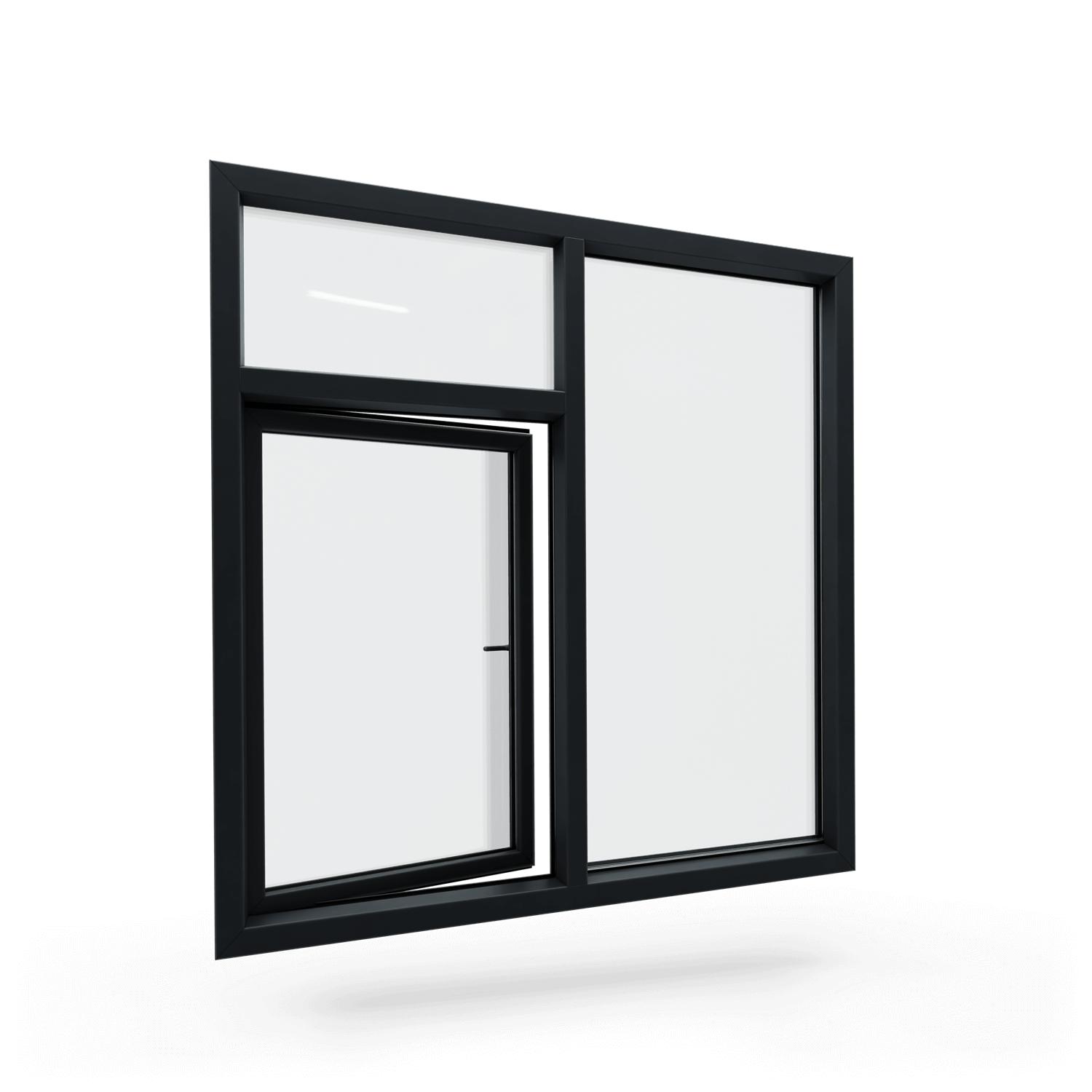 3 vaks kunststof kozijn - Vast glas & draaikiepraam met bovenlicht - kruisverdeling