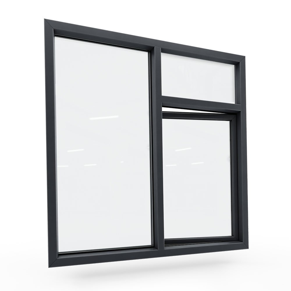 kunststof kozijn met draaikiepraam met bovenlicht en vast glas - 3 vaks - kruisverdeling